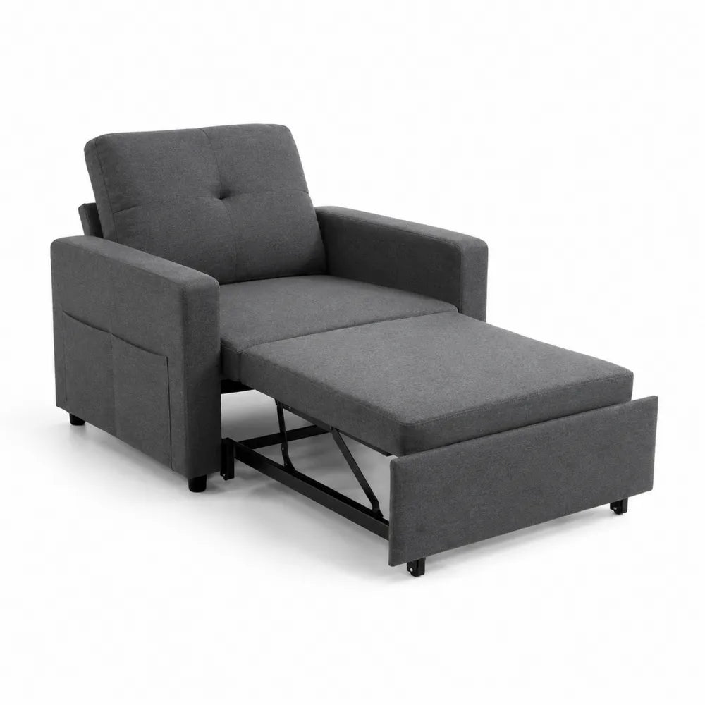 Rozkładana sofa z tkaniny poliestrowej, szary