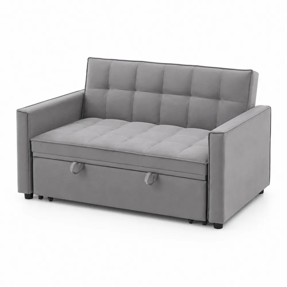 Sofa rozkładana szara z poliestru