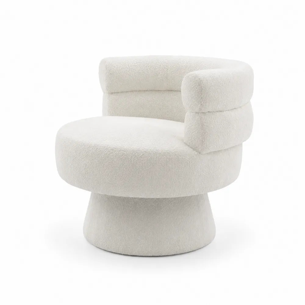 Fotel z tkaniny boucle, Biały, 70 cm