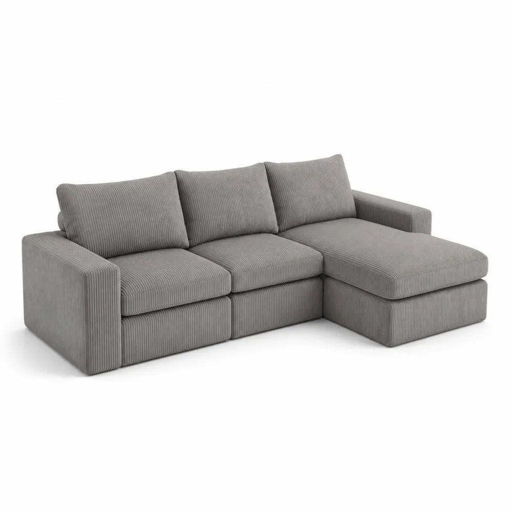Narożna sofa sztruksowa Szary 280x160 cm