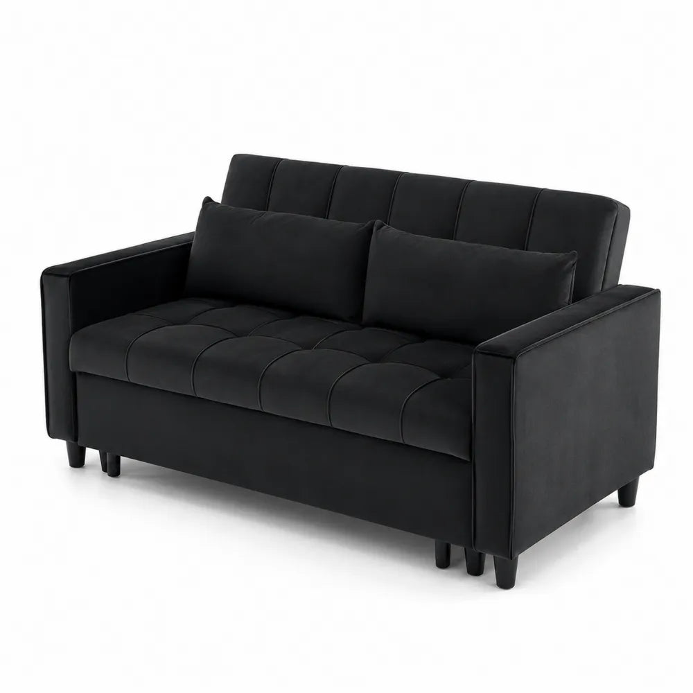 Dwuosobowa sofa z tkaniny syntetycznej czarna
