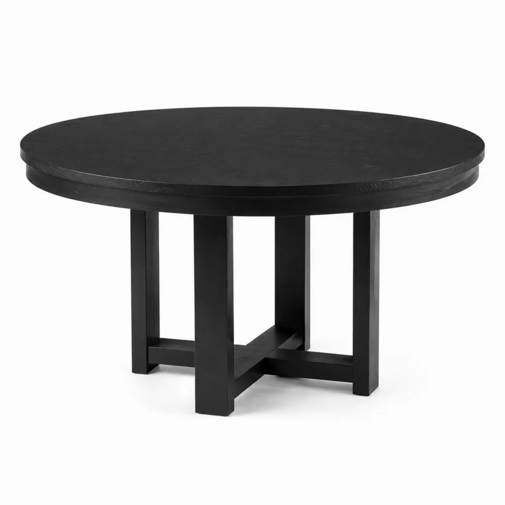 Czarny Okrągły Stół Jadalniany Drewniany 120 cm