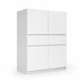 Biała komoda MDF z 4 drzwiami i 2 szufladami 80x35x110 cm
