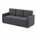Sofa 3-osobowa materiałowa szara z funkcją przechowywania