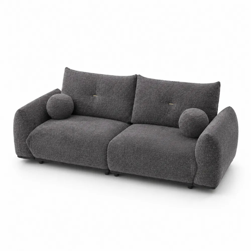 Sofa dwuosobowa, antracytowa, z poliestrową tkaniną